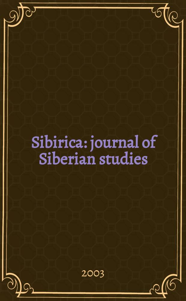 Sibirica : journal of Siberian studies