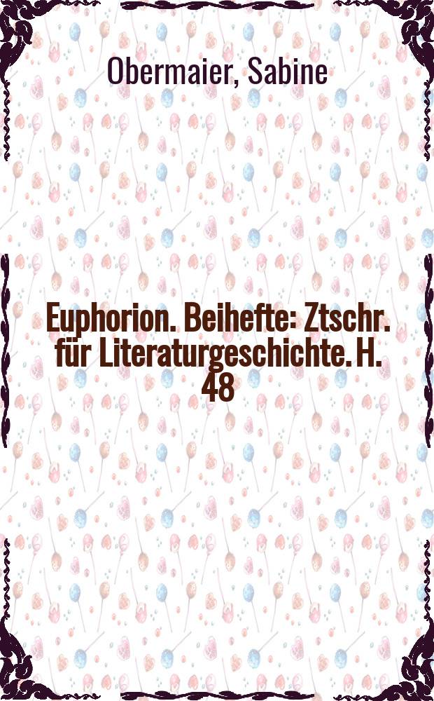 Euphorion. Beihefte : Ztschr. für Literaturgeschichte. H. 48 : Das Fabelbuch als Rahmenerzählung