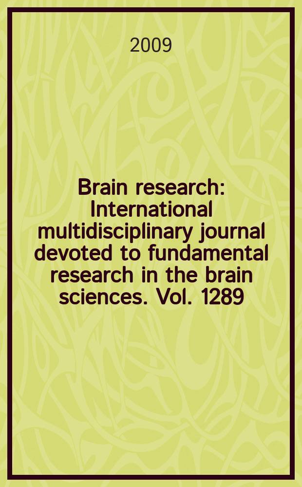 Brain research : International multidisciplinary journal devoted to fundamental research in the brain sciences. Vol. 1289