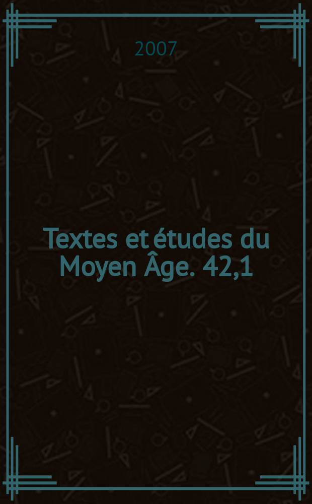 Textes et études du Moyen Âge. 42,1 : Repertorium initiorum manuscriptorum Latinorum Medii Aevi = Перечень латинских средневековых рукописей