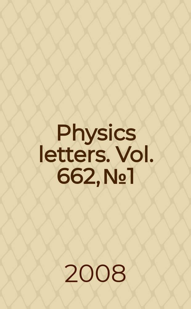 Physics letters. Vol. 662, № 1