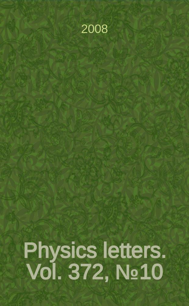 Physics letters. Vol. 372, № 10