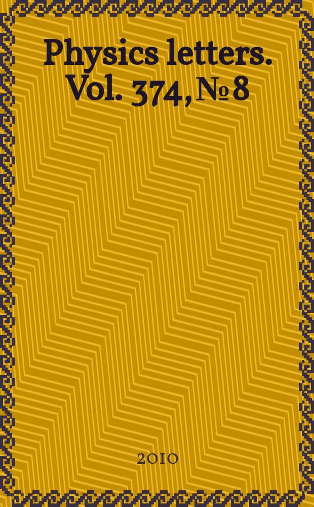 Physics letters. Vol. 374, № 8