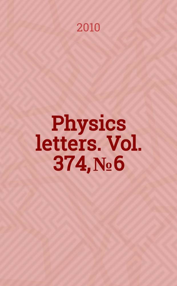 Physics letters. Vol. 374, № 6