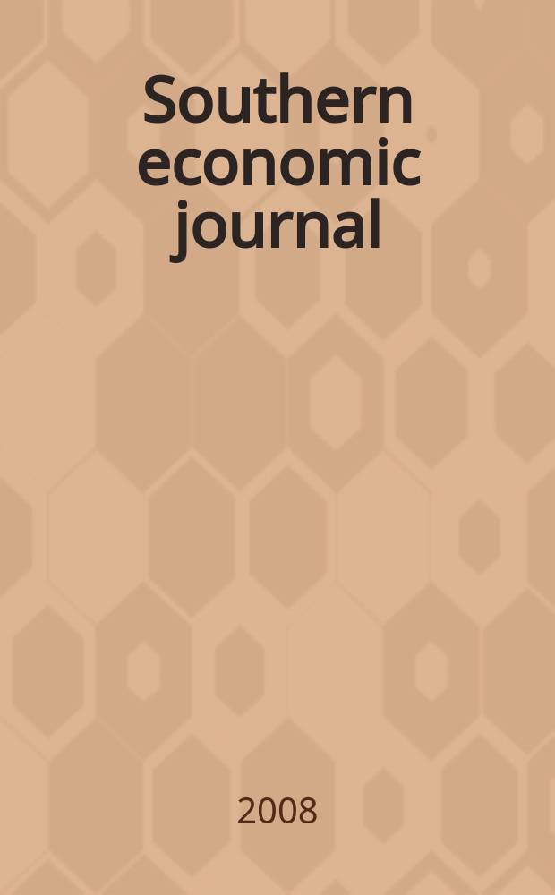 Southern economic journal : Joint publ. of the Southern econ. assoc. a. the Univ. of North Carolina at Chapel Hill. Vol. 75, № 2