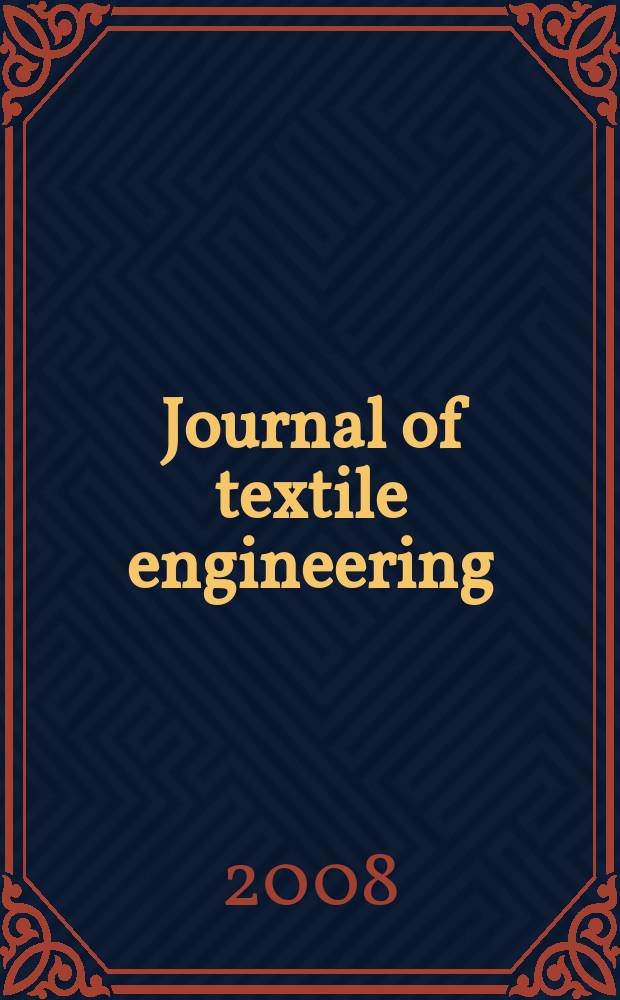 Journal of textile engineering : Retitled from "J. of the Textile machinery soc. of Japan". Vol. 54, № 4
