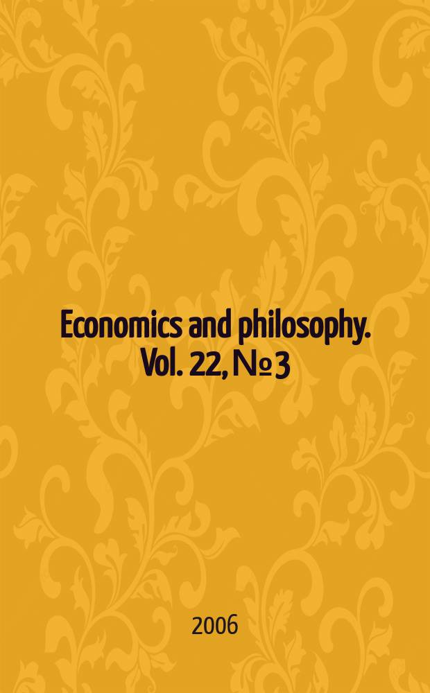 Economics and philosophy. Vol. 22, № 3