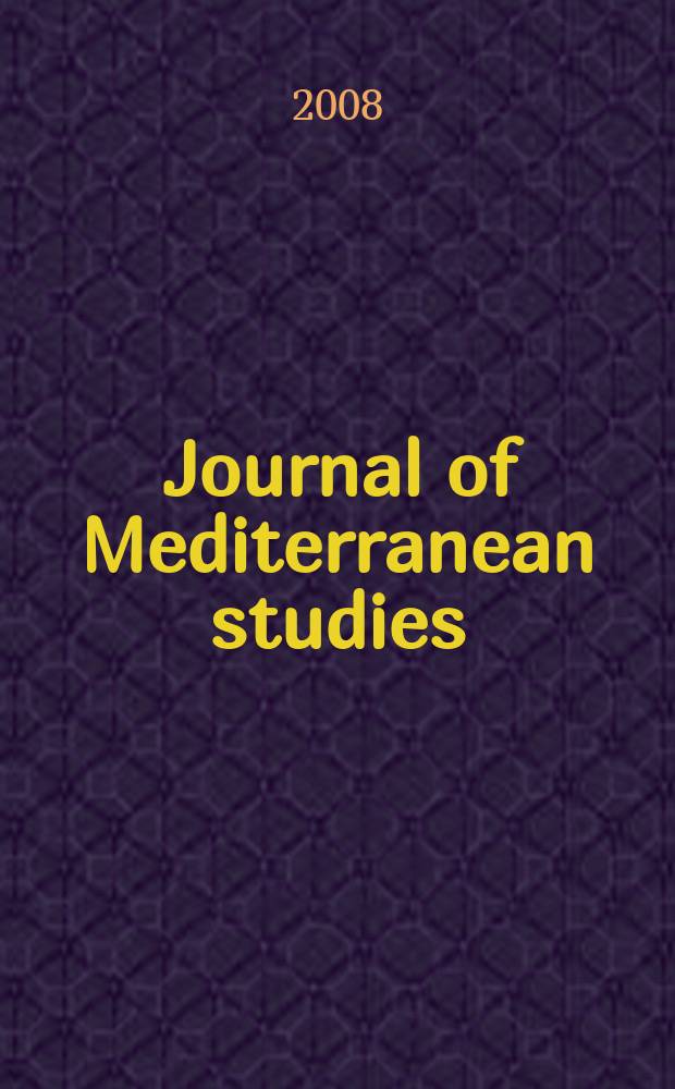 Journal of Mediterranean studies : History, culture and society in the Mediterranean world. Vol. 18, № 1 : Performing intangible cultural heritage = Создание неосязаемого культурного наследия