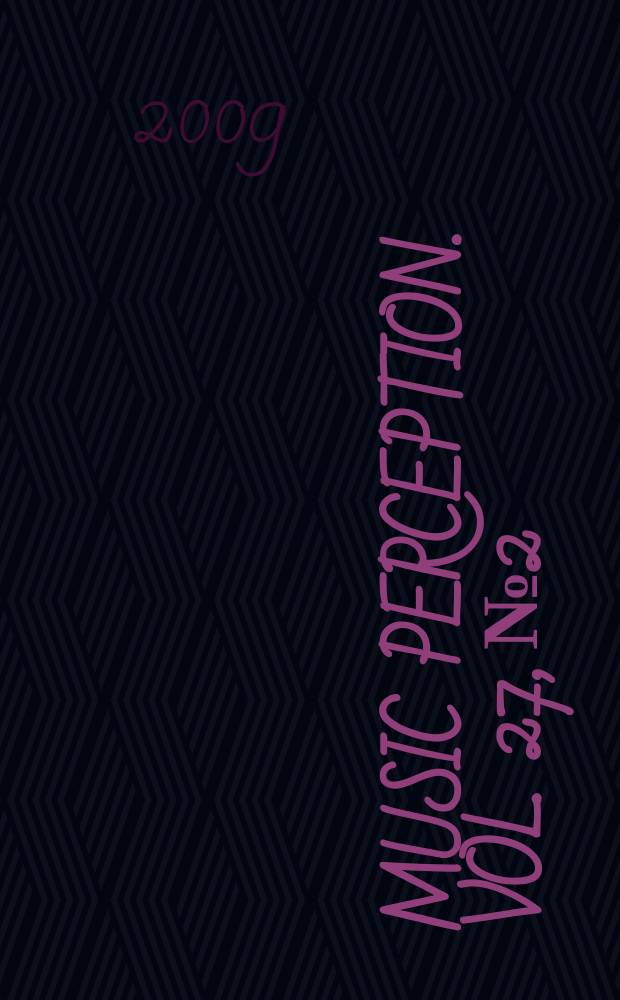 Music perception. Vol. 27, № 2