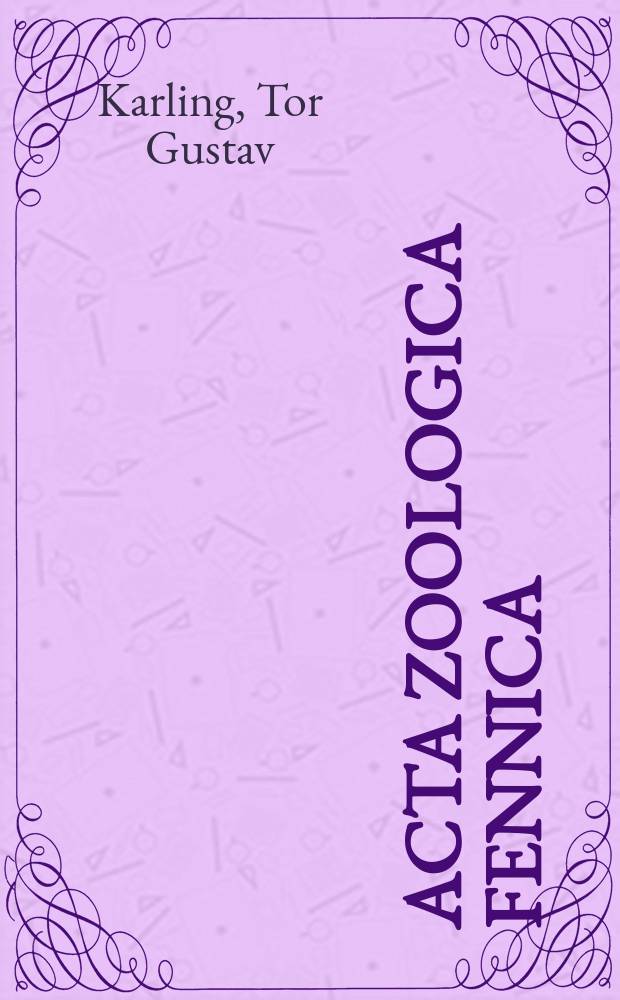 Acta zoologica fennica : Edidit Societas pro fauna et flora fennica. 26 : Zur Morphologie und Systematik der Alloeocoela cumulata und Rhabdocoela Lecithophora (Turbellaria) = Морфология и систематика ресничных червей