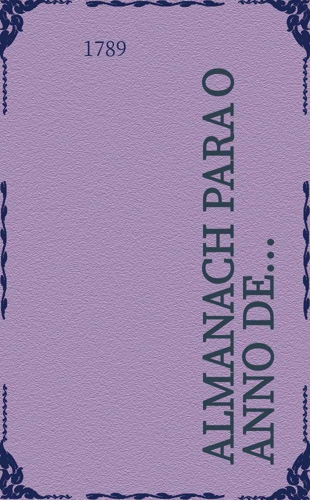 Almanach para o anno de ...