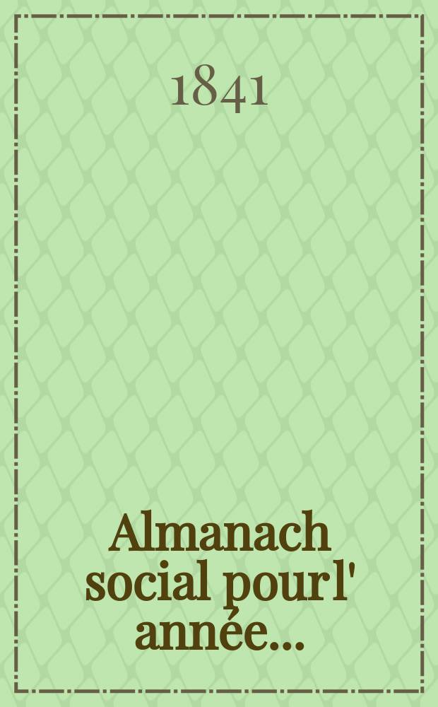 Almanach social pour l' année ...