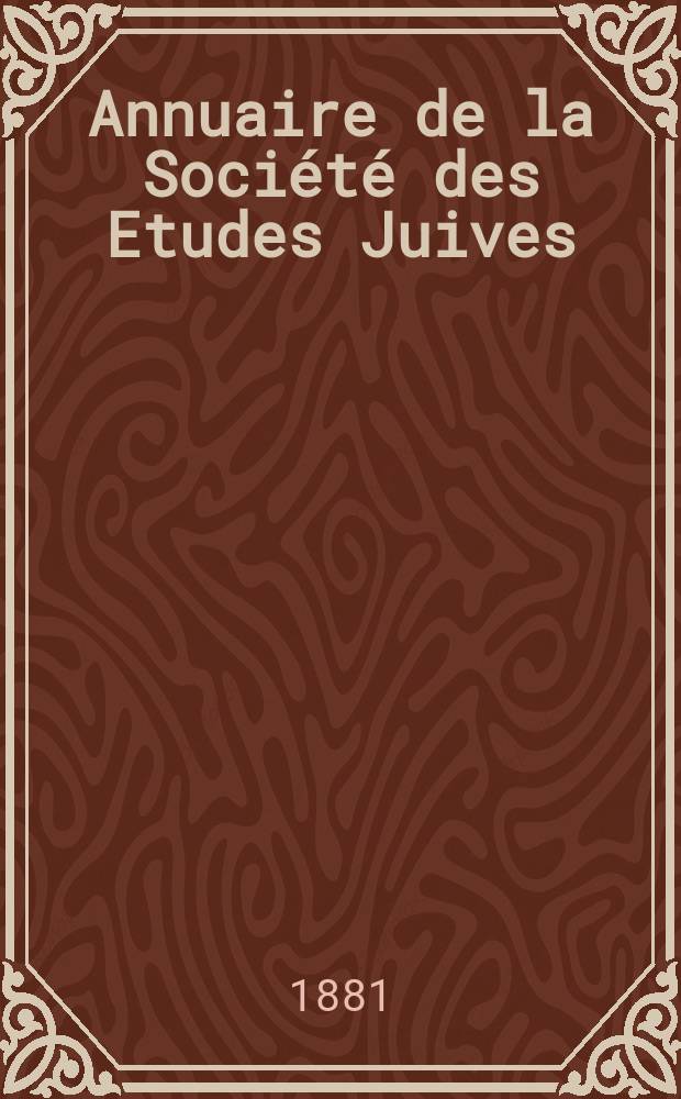 Annuaire de la Société des Etudes Juives