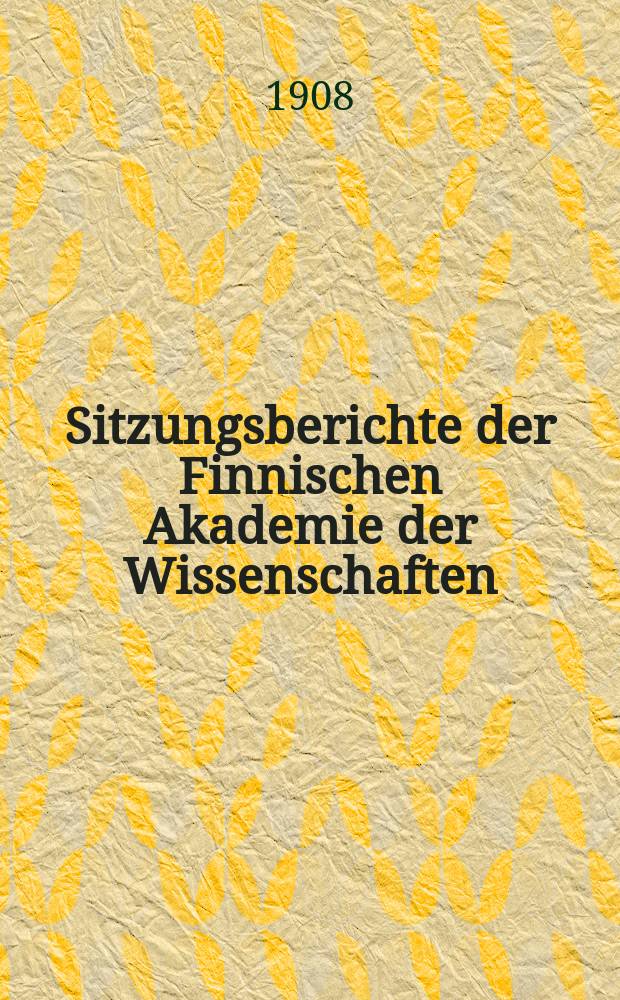 Sitzungsberichte der Finnischen Akademie der Wissenschaften