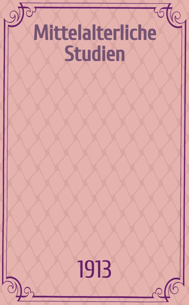 Mittelalterliche Studien