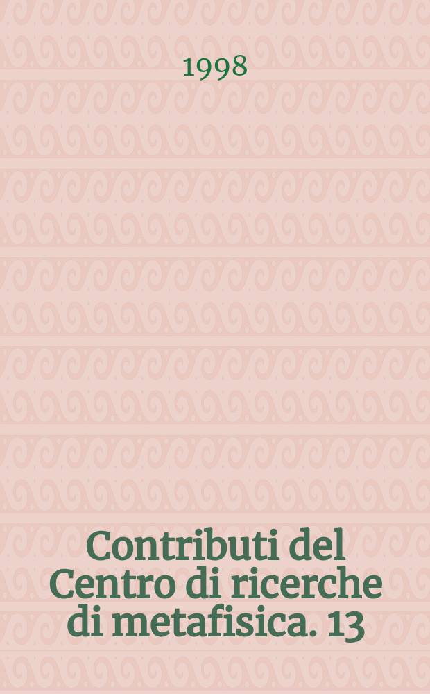 Contributi del Centro di ricerche di metafisica. 13 : Eriugena = Эриугена и основы его философии