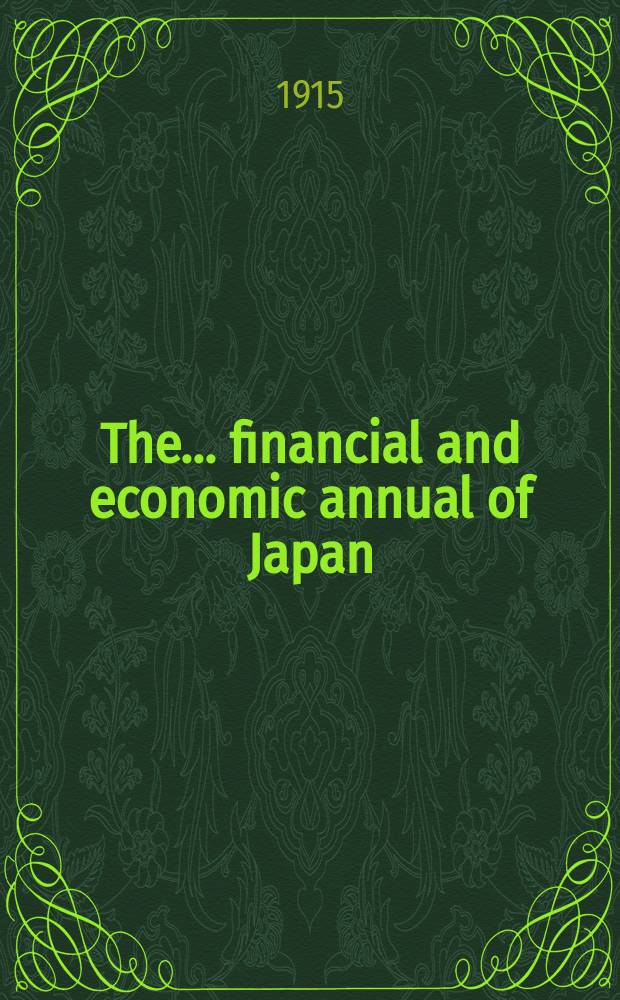 The ... financial and economic annual of Japan