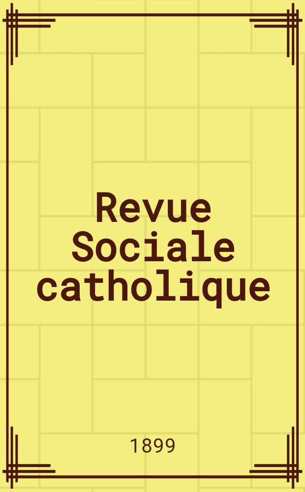 Revue Sociale catholique