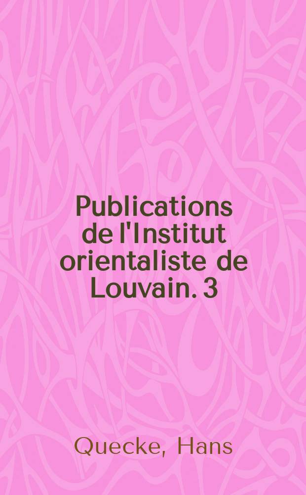 Publications de l'Institut orientaliste de Louvain. 3 : Untersuchungen zum koptischen Stundengebet = Исследования коптского часослова