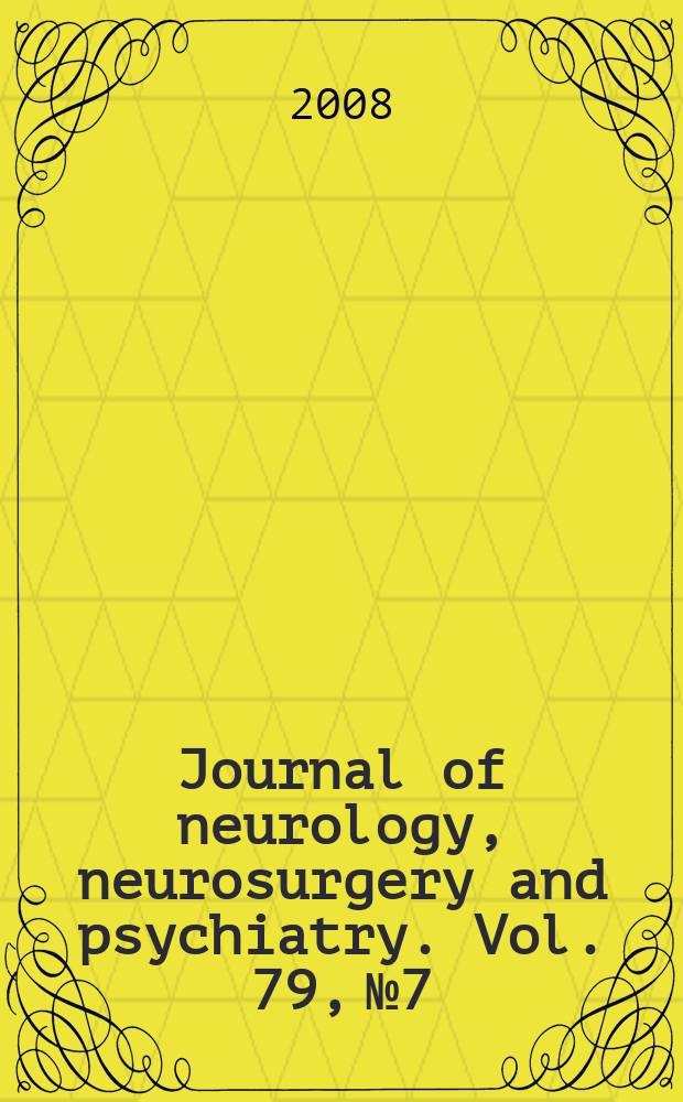 Journal of neurology, neurosurgery and psychiatry. Vol. 79, № 7
