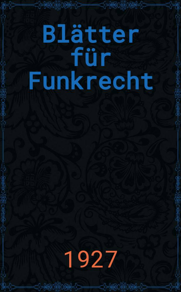 Blätter für Funkrecht