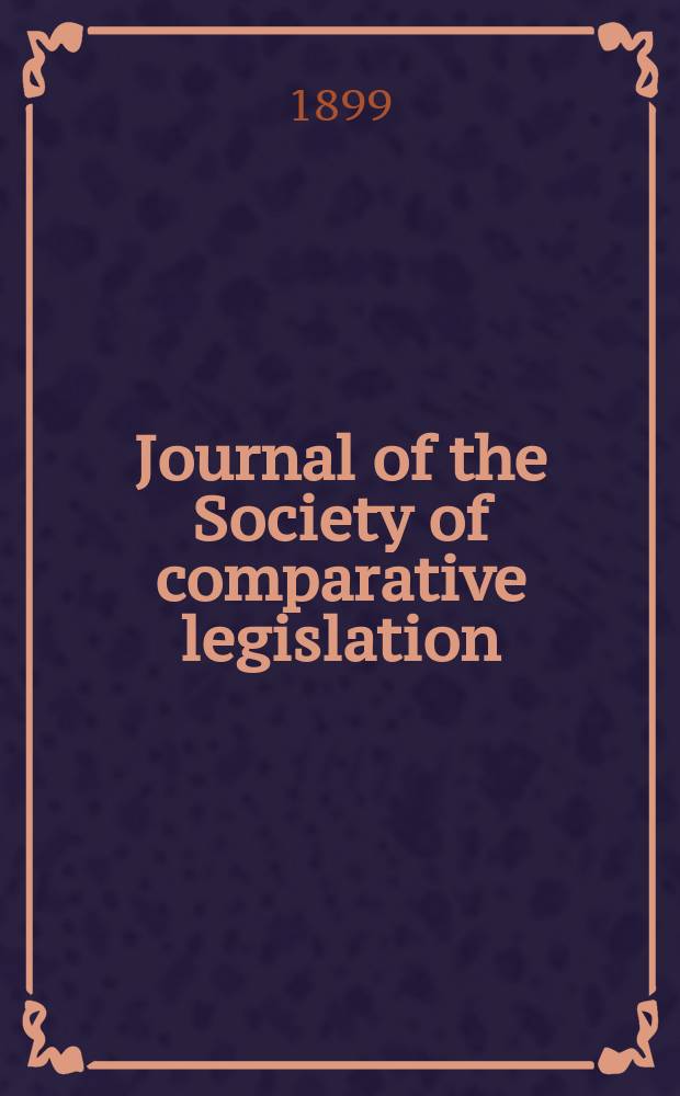 Journal of the Society of comparative legislation