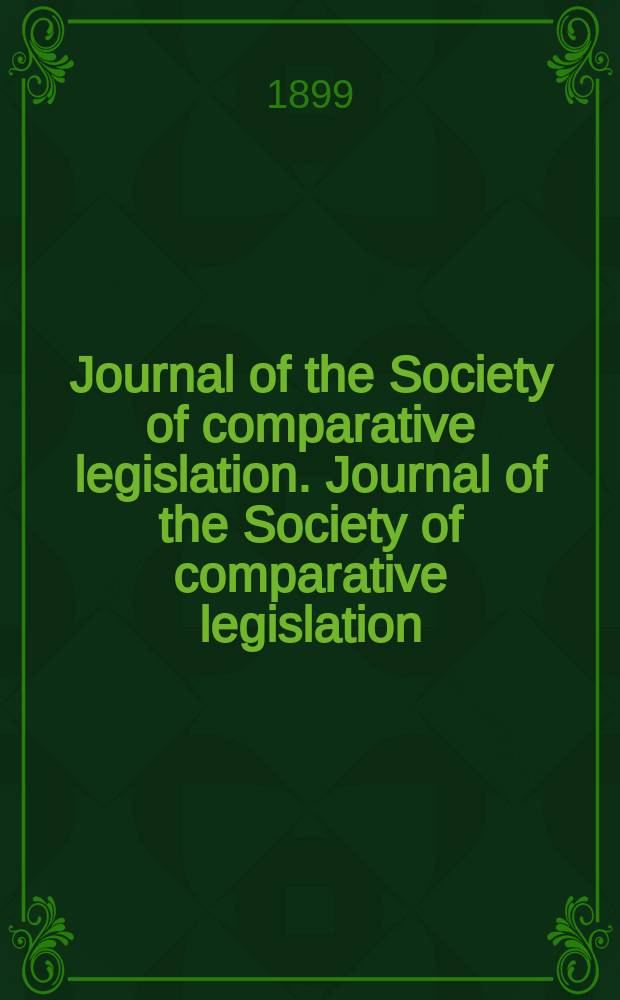 Journal of the Society of comparative legislation. Journal of the Society of comparative legislation
