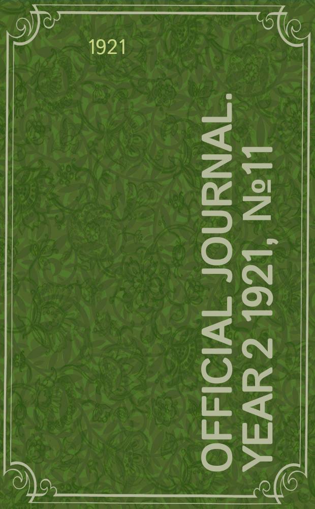 Official journal. Year 2 1921, № 11