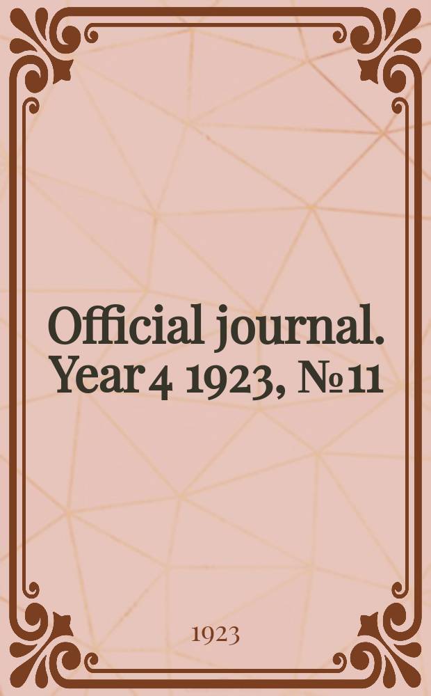 Official journal. Year 4 1923, № 11