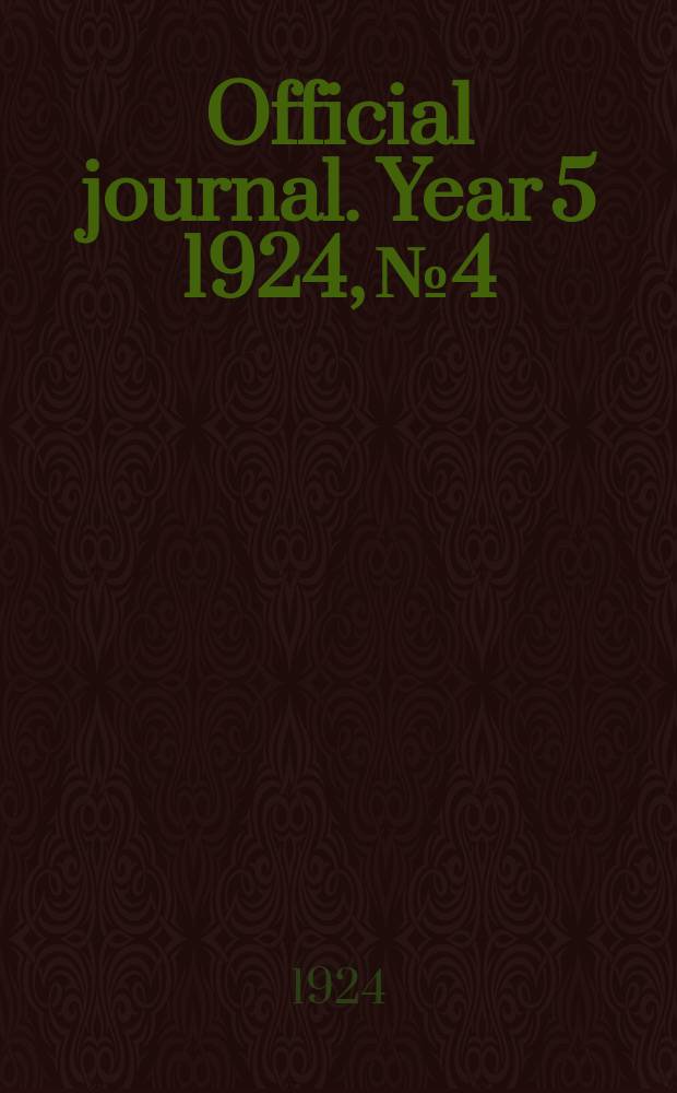 Official journal. Year 5 1924, № 4