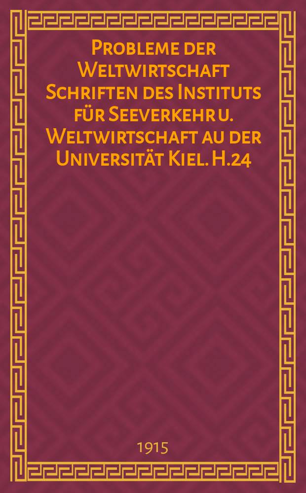 Probleme der Weltwirtschaft Schriften des Instituts f&uuml;r Seeverkehr u. Weltwirtschaft au der Universit&auml;t Kiel. H.24 : Die rechtliche Behandlung des Rabattversprechens nach dem System der zur&uuml;ckgestellten Rabatte (System of Deferved Rebates) der Verb&auml;nde in der Seeschifffahrt