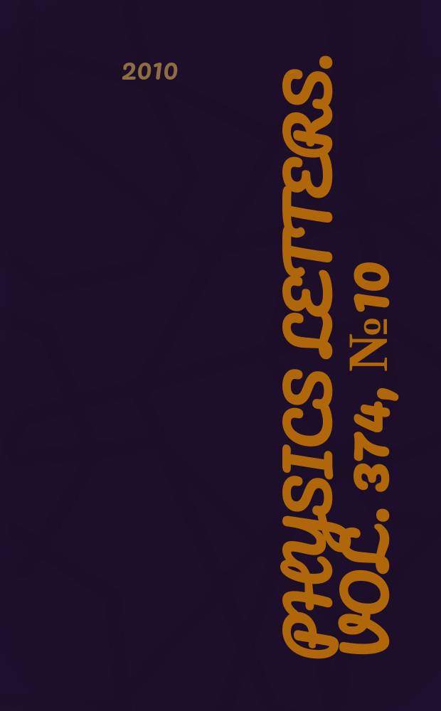 Physics letters. Vol. 374, № 10