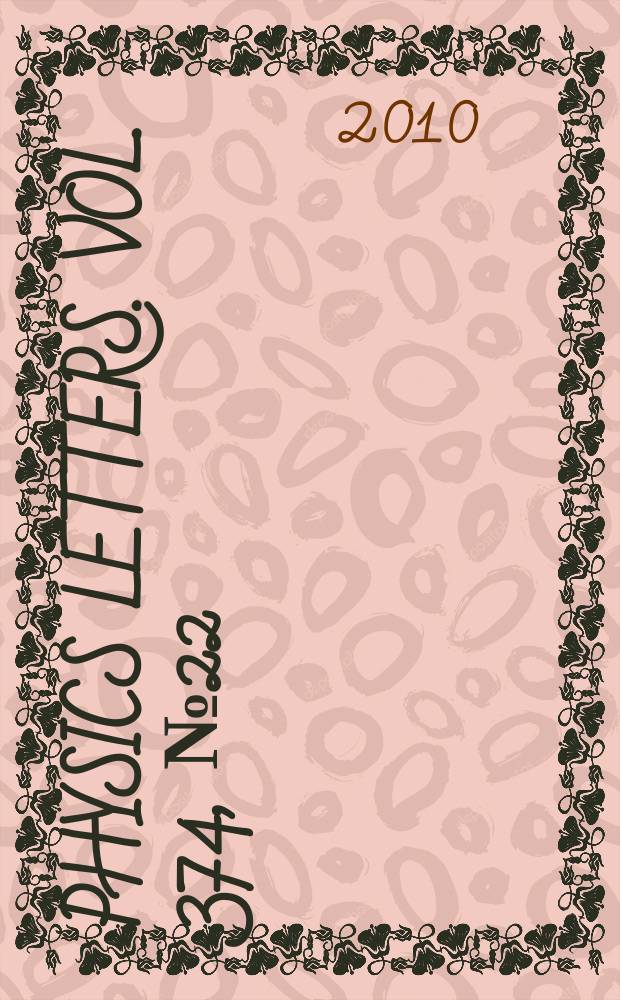 Physics letters. Vol. 374, № 22