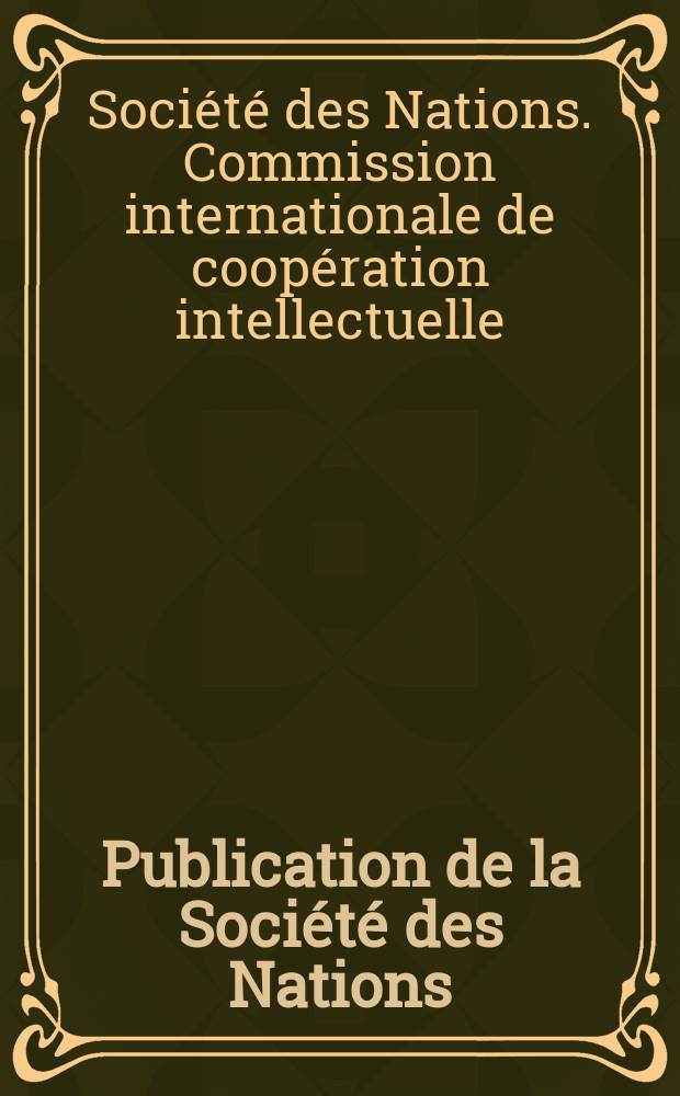 Publication de la Société des Nations