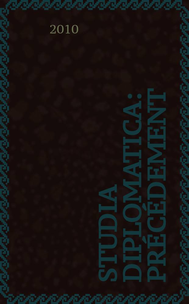 Studia diplomatica : précédement: "Chronique de politique étrangère". Vol. 63, № 1 : European foreign and security policy after Lisbon = Политика национальной безопасности и внешняя политика Европы после Лассабона