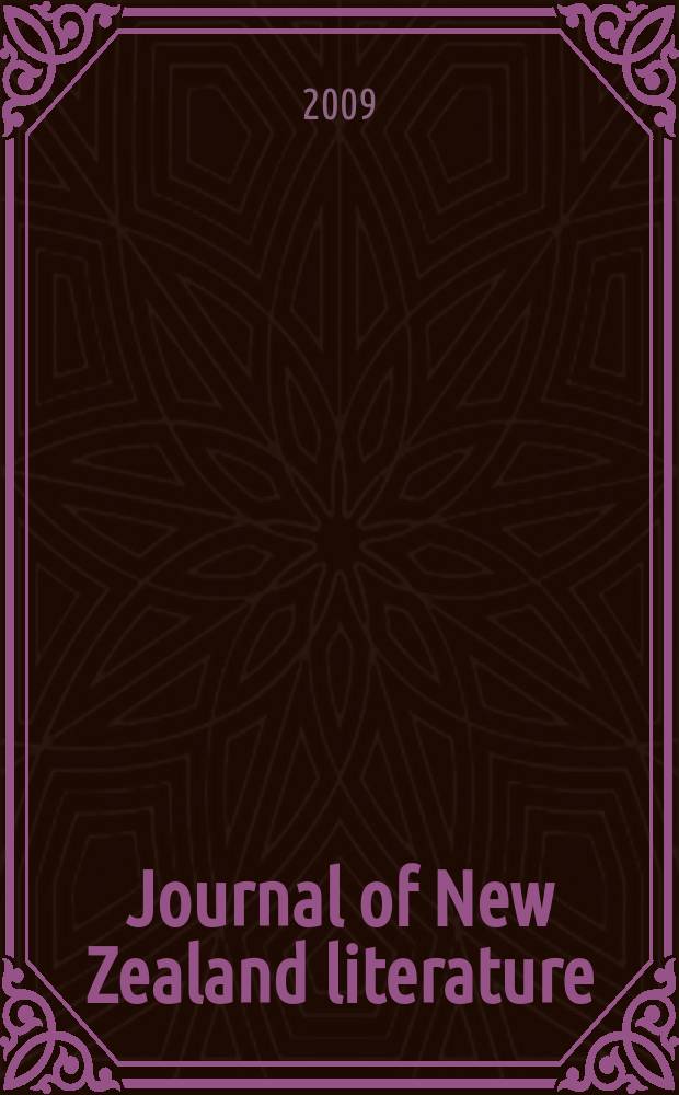 Journal of New Zealand literature : JNZL. № 27