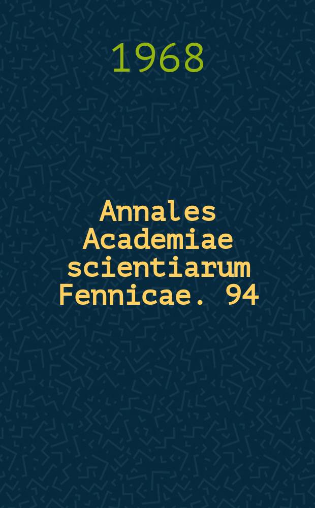Annales Academiae scientiarum Fennicae. 94 : Die Isobasenrichtung in der Gegend des Sees Vanajavesi