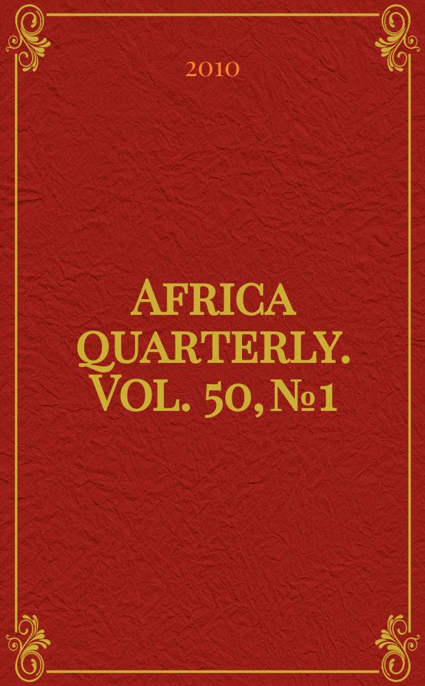 Africa quarterly. Vol. 50, № 1