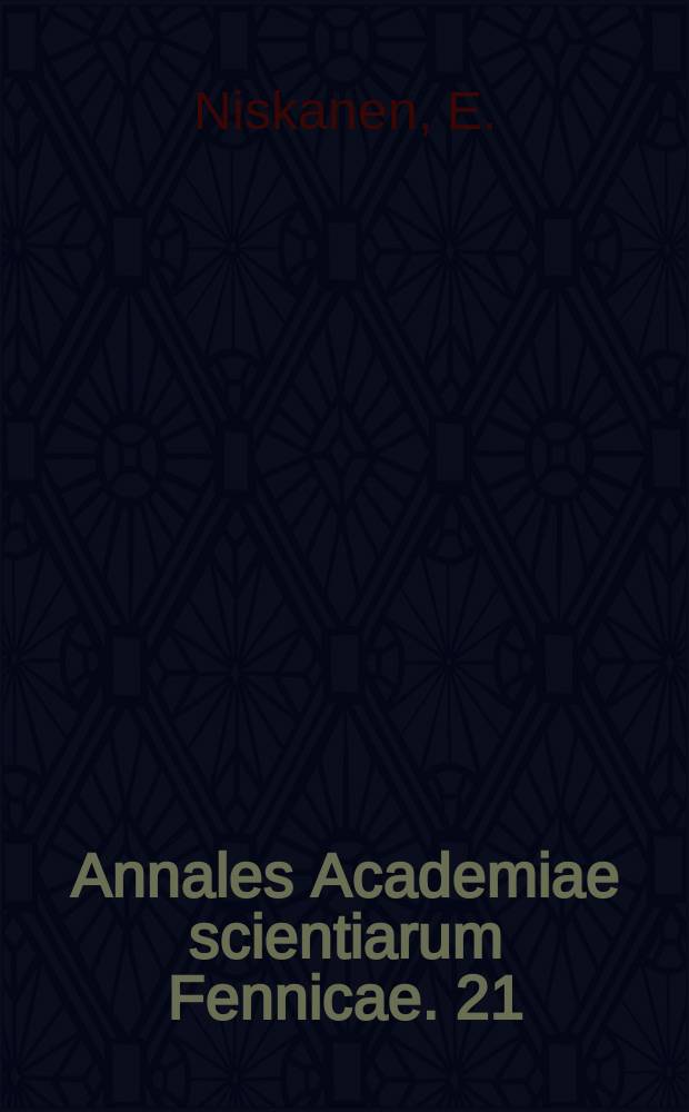Annales Academiae scientiarum Fennicae. 21 : On the elastic resistance of the Earth's crust