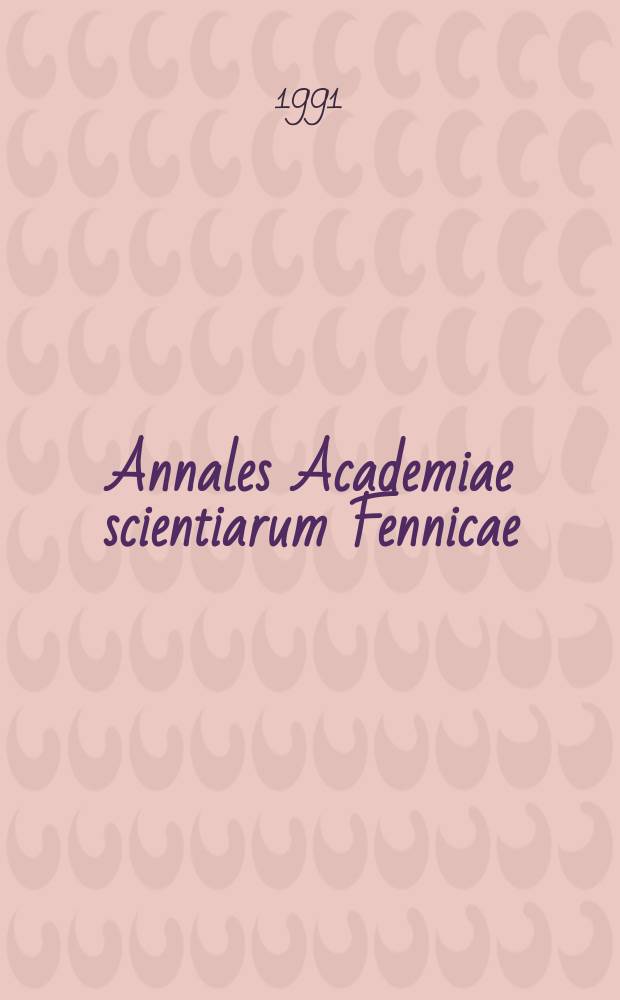Annales Academiae scientiarum Fennicae : The holocene pollen stratigraphy...