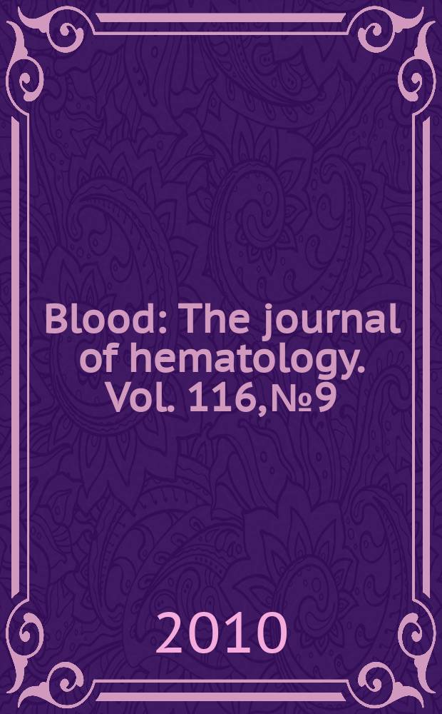 Blood : The journal of hematology. Vol. 116, № 9
