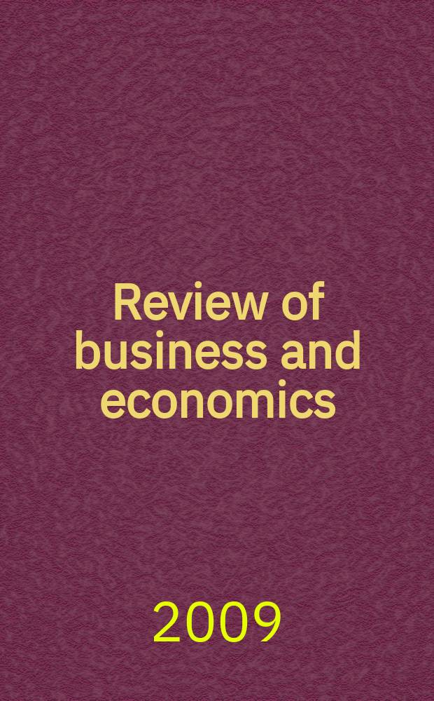 Review of business and economics : formerly known as Tijdschrift voor economie en management. Vol. 54 , № 3 : Liber amicorum dedicated to prof. Eric Tollens = Книга друзей, подготовленная профессором Эриком Толленсом