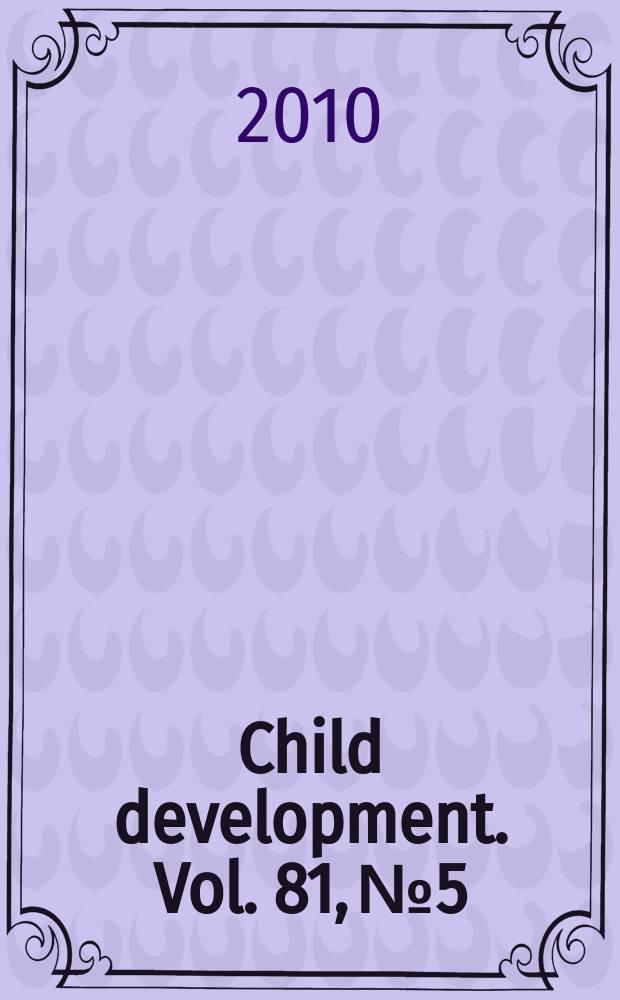 Child development. Vol. 81, № 5