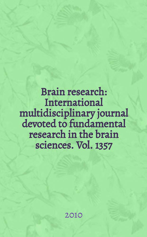 Brain research : International multidisciplinary journal devoted to fundamental research in the brain sciences. Vol. 1357