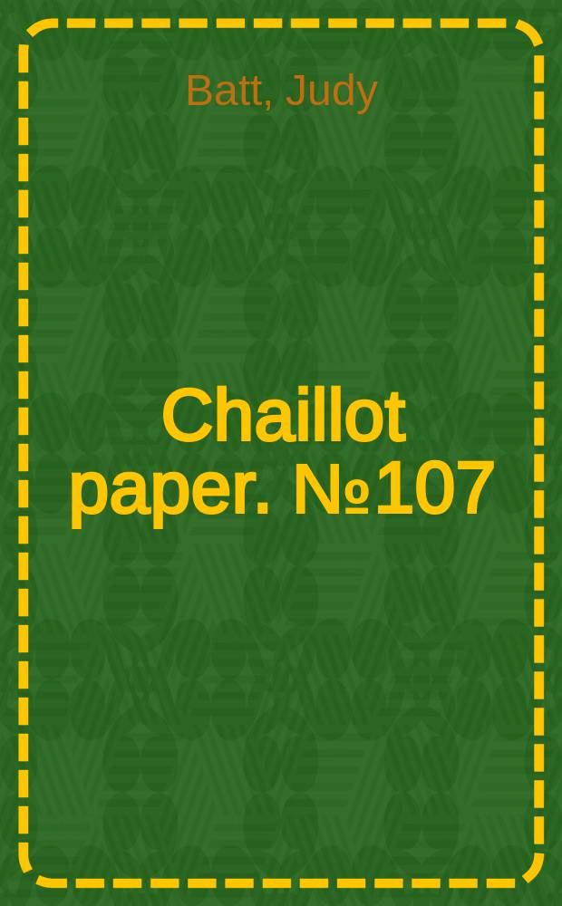 Chaillot paper. № 107 : Is there an Albanian question? = Это и есть Албанский вопрос