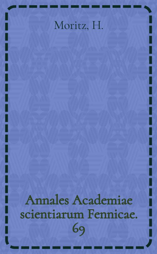 Annales Academiae scientiarum Fennicae. 69 : Interpolation and prediction of point gravity anomalies