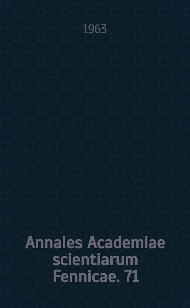 Annales Academiae scientiarum Fennicae. 71 : Polhöhen beobachtungen mit dem neuen Zenitrohr der sternwarte Turku-Tuorla
