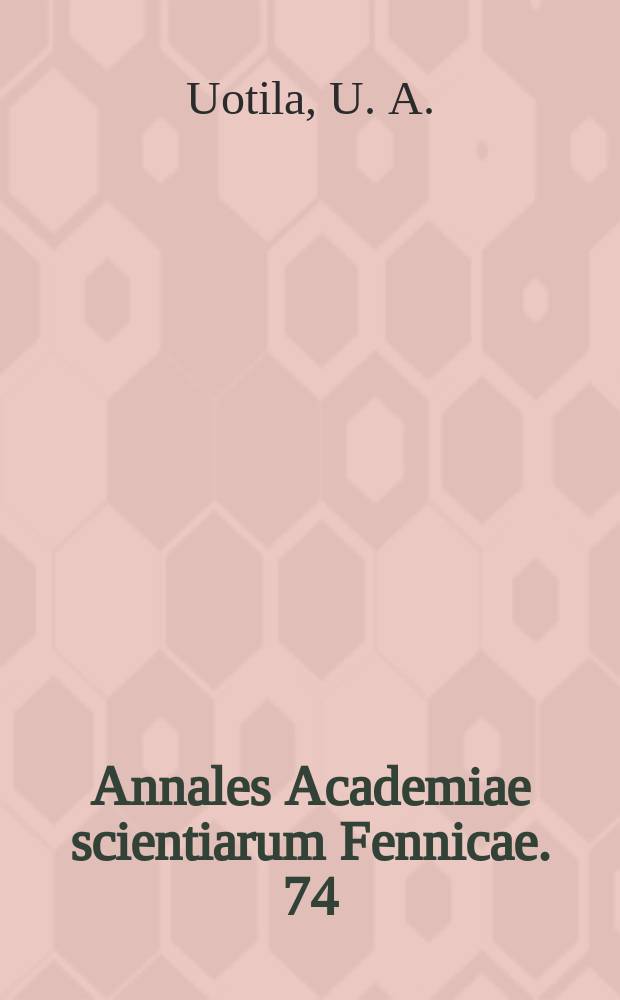 Annales Academiae scientiarum Fennicae. 74 : Gravity anomalies for a mathematical model of the earth