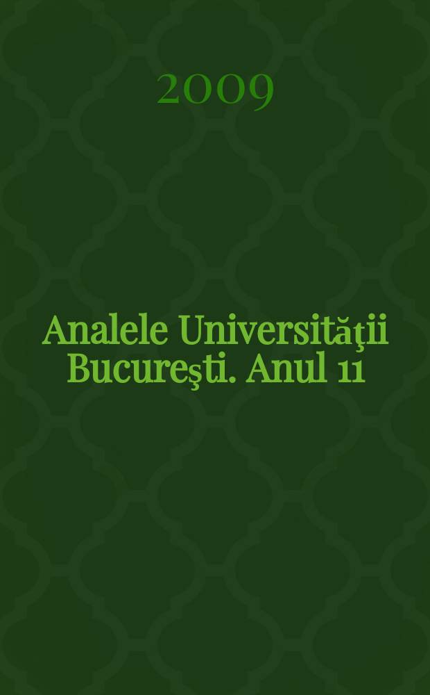 Analele Universităţii Bucureşti. Anul 11