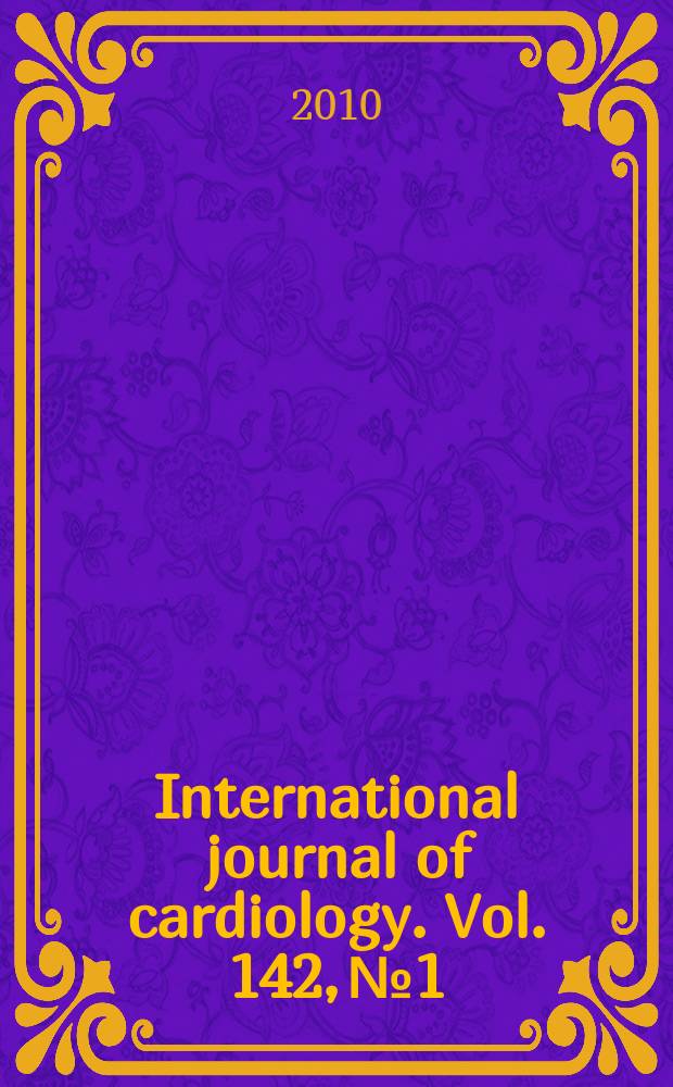International journal of cardiology. Vol. 142, № 1